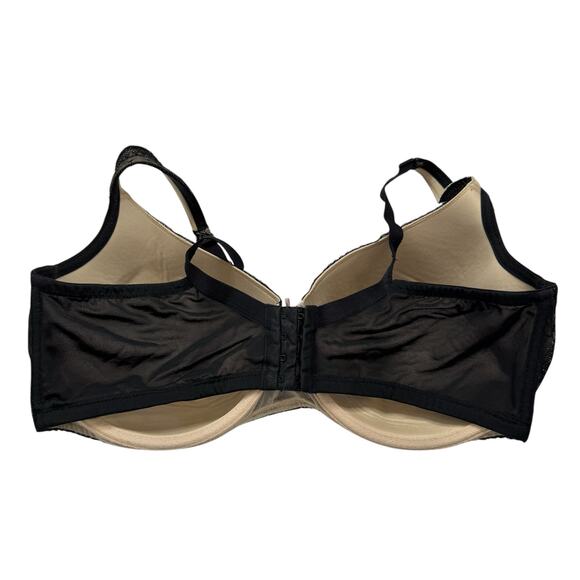 CACIQUE Lightly Lined Balconette Bra with Black Lace Size 42F Underwire Hook Eye - Picture 2 of 7